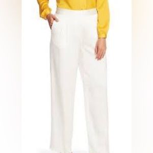 VINCE CAMUTO Pants Women's Wide Leg Pleated Satin Pearl Ivory White NWT